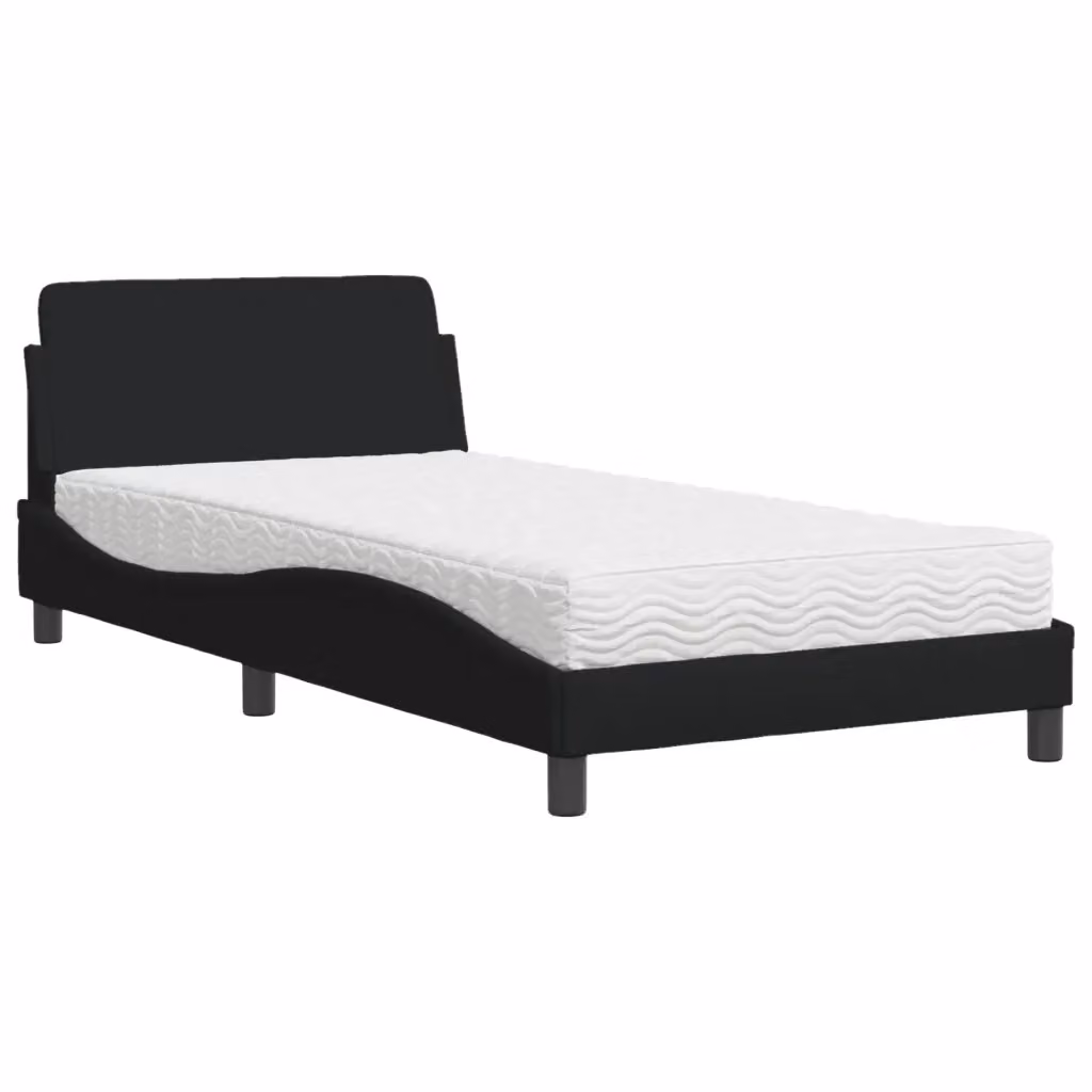 Letto con Materasso Dover vidaXL in Tessuto Nero e Bianco L/P/H: 200 x 100 x 30 cm – 2