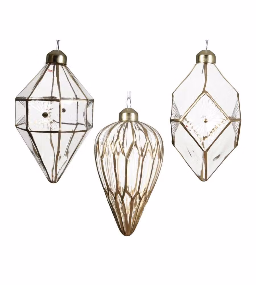 Sfera Trasparente Decorazione Natale diam. 6 cm in Vetro con Linee Dorate