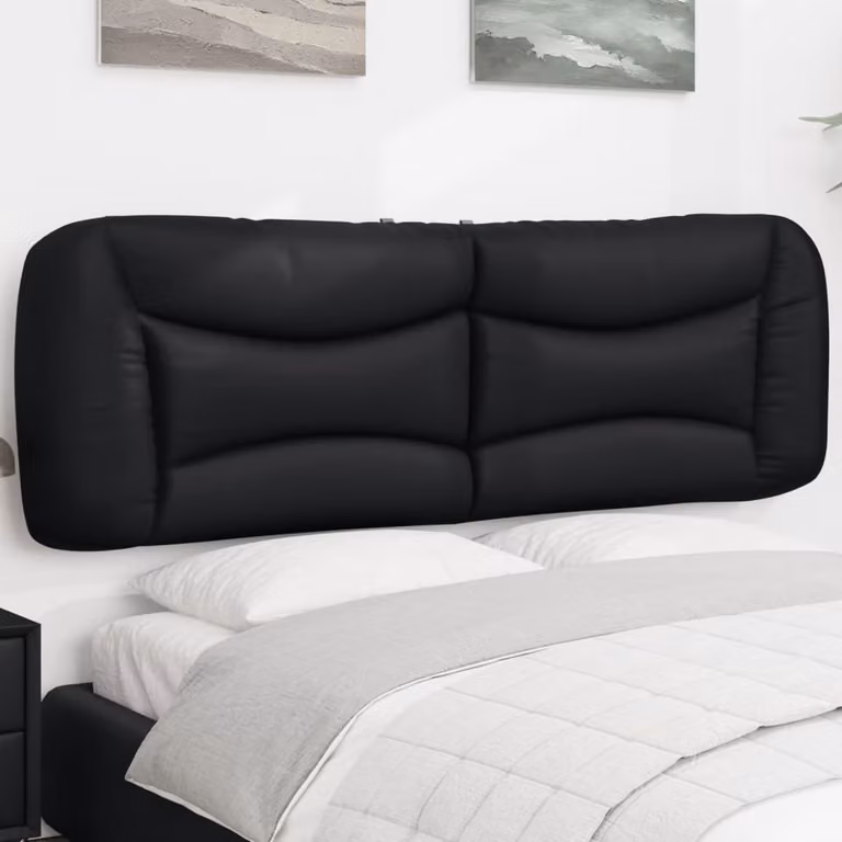 Testiera per letto vidaXL Hvar in similpelle nera con design a strisce, da appendere al muro, L: 162 cm