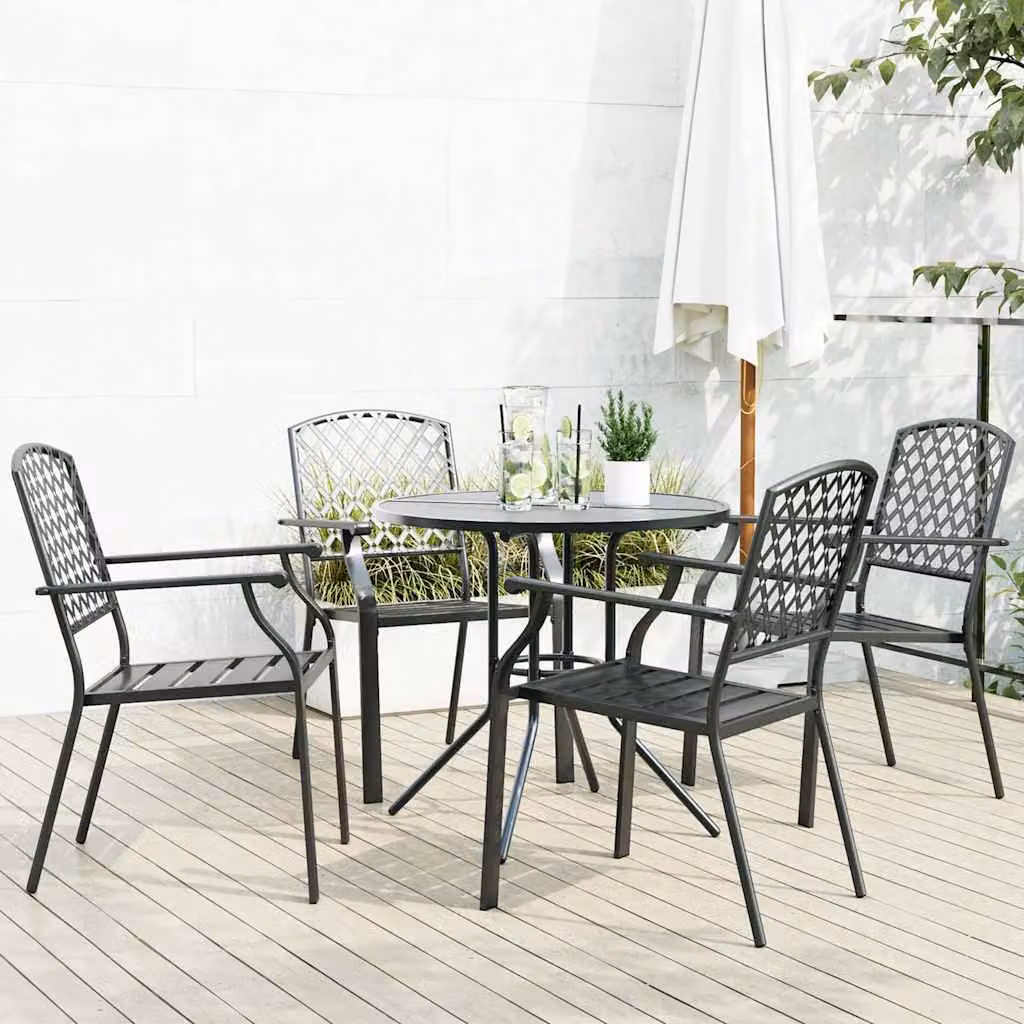 Set di 5 sedie da giardino impilabili vidaXL in acciaio verniciato antracite – 1