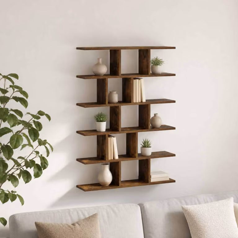 Scaffale da parete moderno vidaXL in rovere color marrone L: 70 cm, P: 17 cm, H: 101 cm