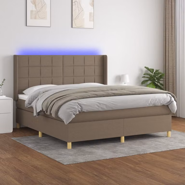 Letto Ibrido con Materas e Illuminazione LED vidaXL in Tessuto Tortora L/P/H: 160 x 200 x 128 cm