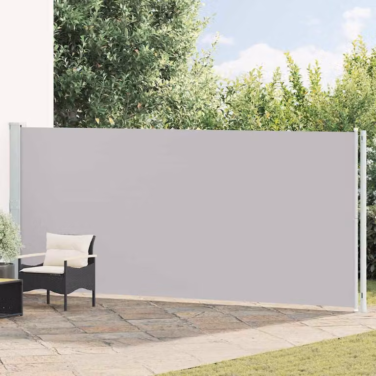vidaXL Tenda da Sole Laterale Retrattile per Patio in Poliestere e Acciaio, Grigia, L: 614 cm, H: 180 cm