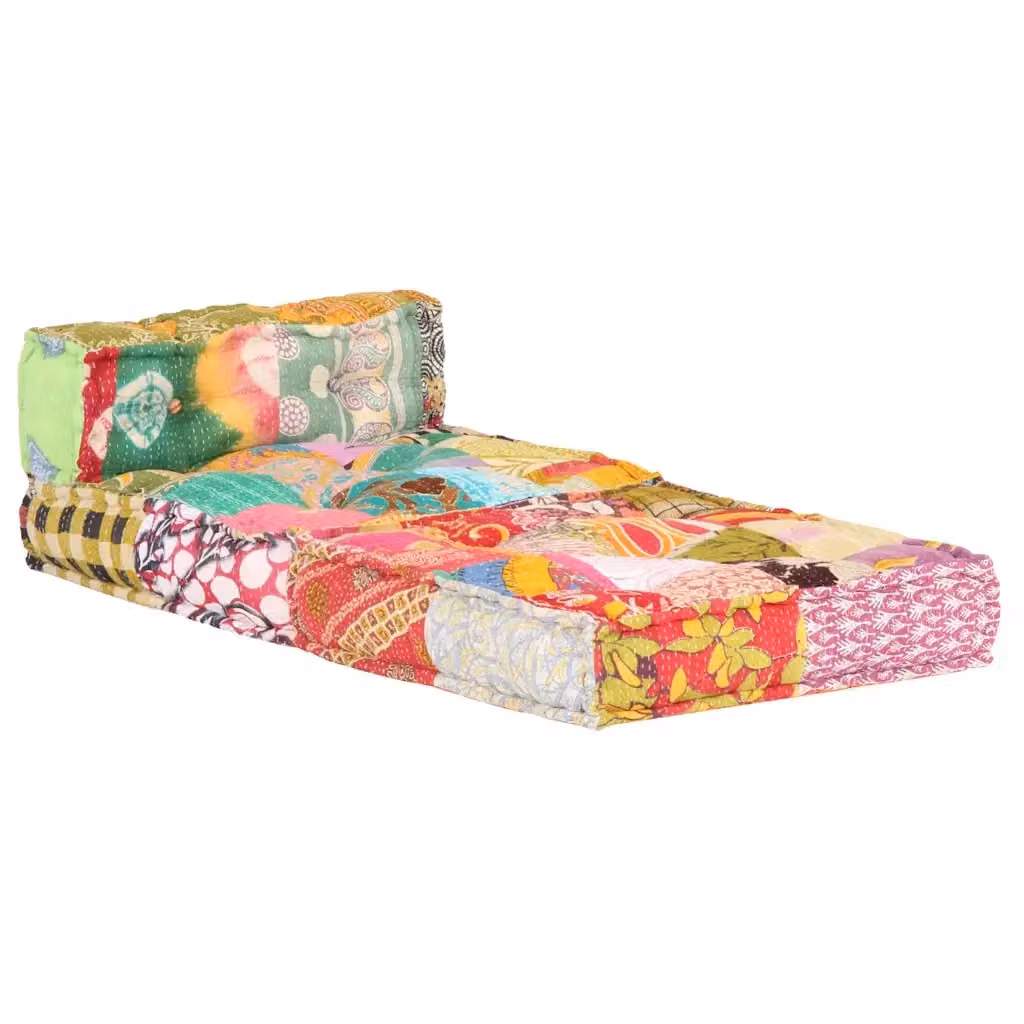 Pouf Modulare Soft Body vidaXL in Tessuto Patchwork Multicolore con Design Etnico Astratto L: 67 cm, P: 57 cm, H: 51 cm – 2