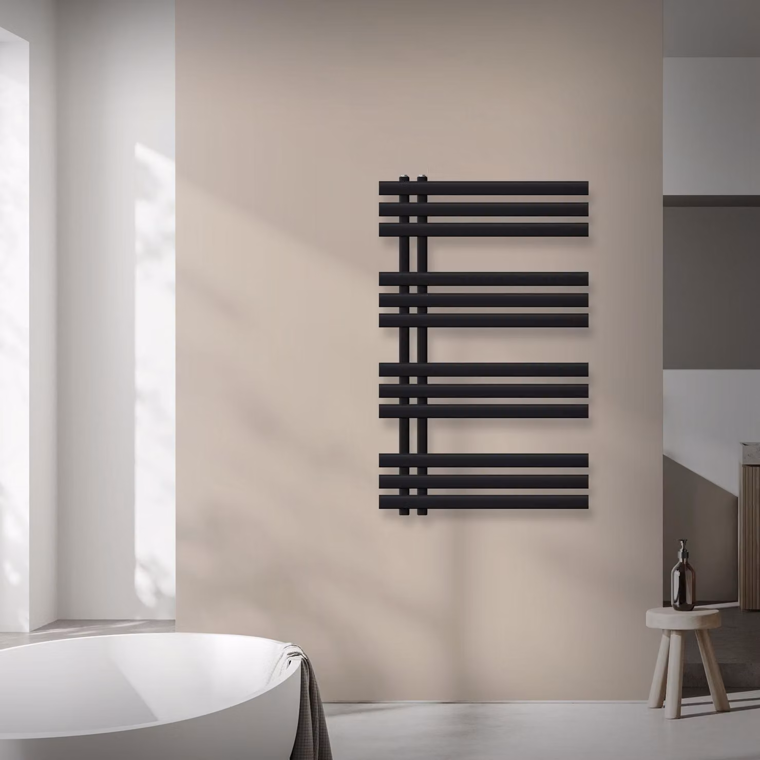 Radiatore da bagno LuxeBath Design, 600x1000 mm, nero, incl. set di montaggio, senza elemento riscaldante