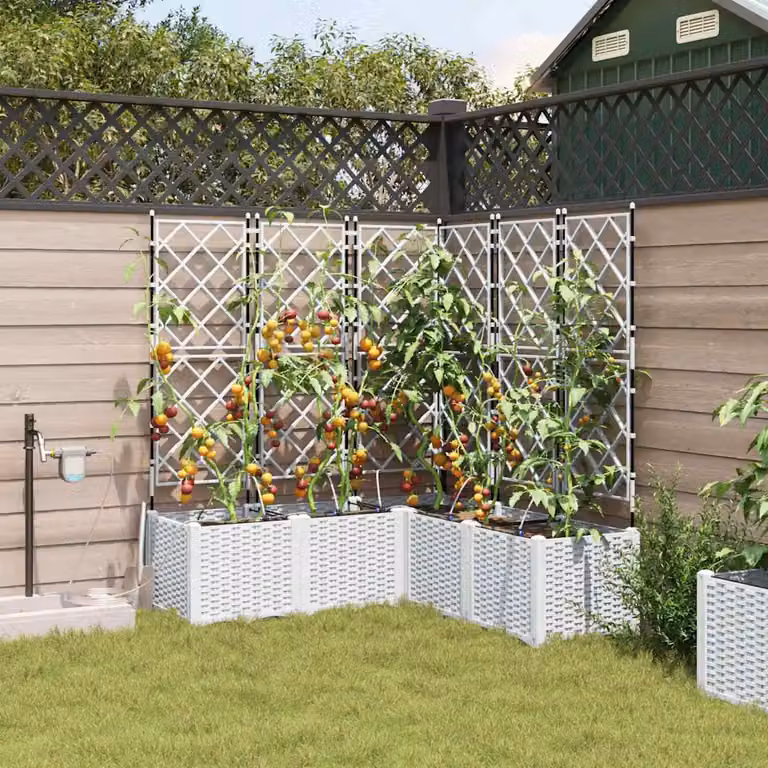 Set di 5 vasi da giardino vidaXL in plastica bianchi L/P/H: 120 x 120 x 142 cm