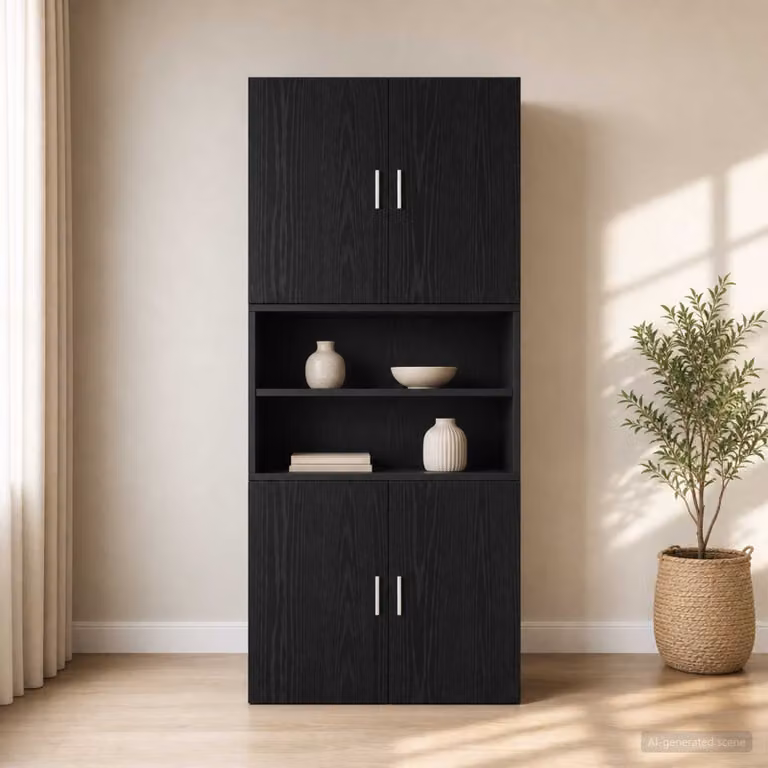 Armadietto a muro moderno vidaXL in legno nero opaco L: 80 cm, P: 42,5 cm, H: 64 cm