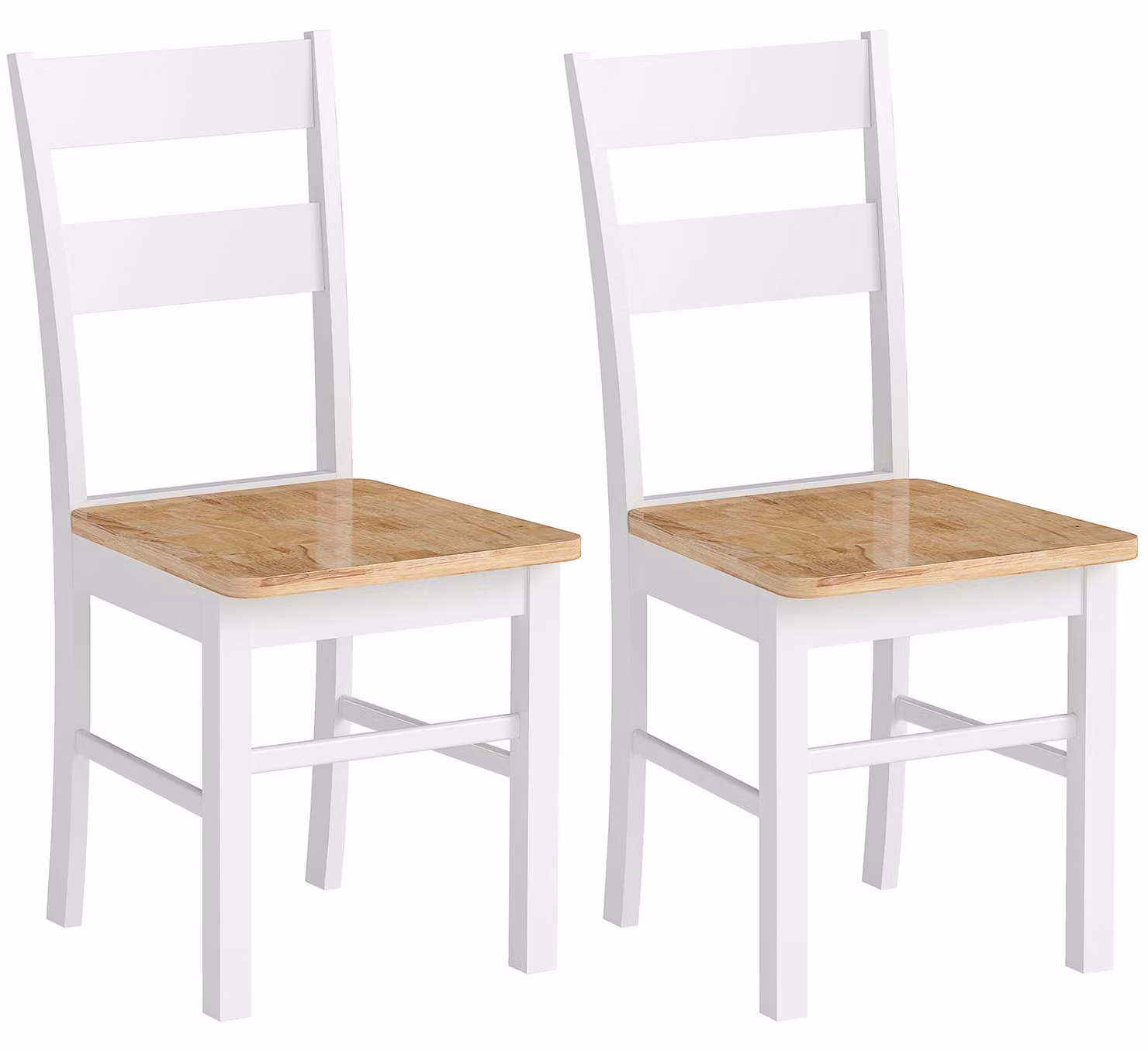 HOMCOM Set da 2 sedie da sala da pranzo, sedie da cucina con schienale, sedie senza braccioli in rovere