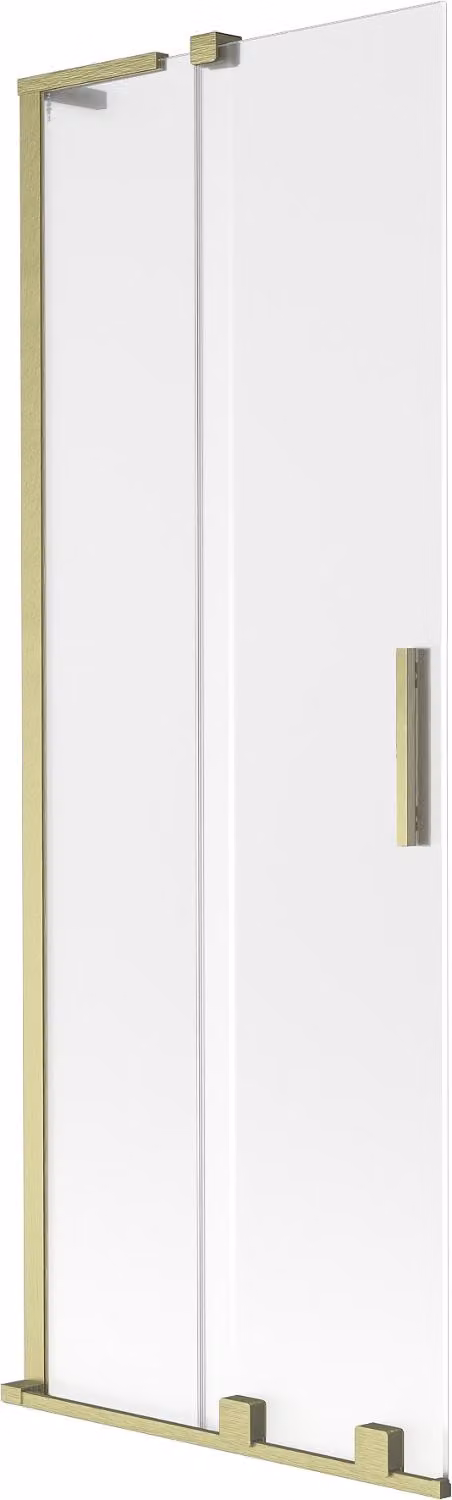 Mexen Velar L Paravento per Vasca da Bagno a 2 Ante Scorrevole 75 x 150 cm, Gelo, Oro Spazzolato - 896-075-003-31-55
