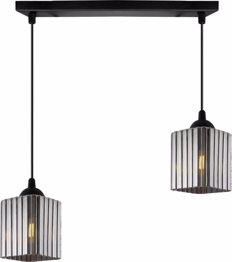 Riffle Lampada a sospensione nera – Lampada a sospensione a 2 luci con cubi color grafite E27