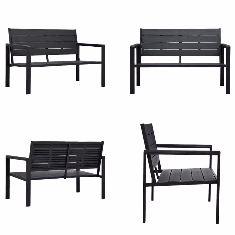 vidaXL Panca da giardino 120 cm HDPE nero effetto legno - Panca da giardino - Panca da giardino - Panca da patio - Panche da patio