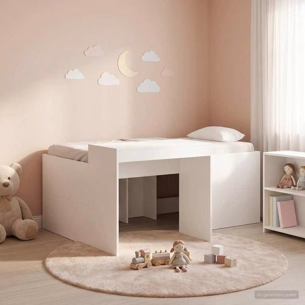 Maison Exclusive - Letto a soppalco con scrivania per bambini, bianco, 80 x 160 cm