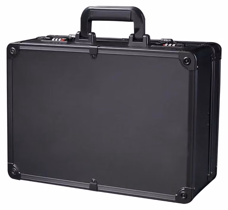 Contenitore organizer, design multistrato, meccanismo di chiusura sicuro, colore nero