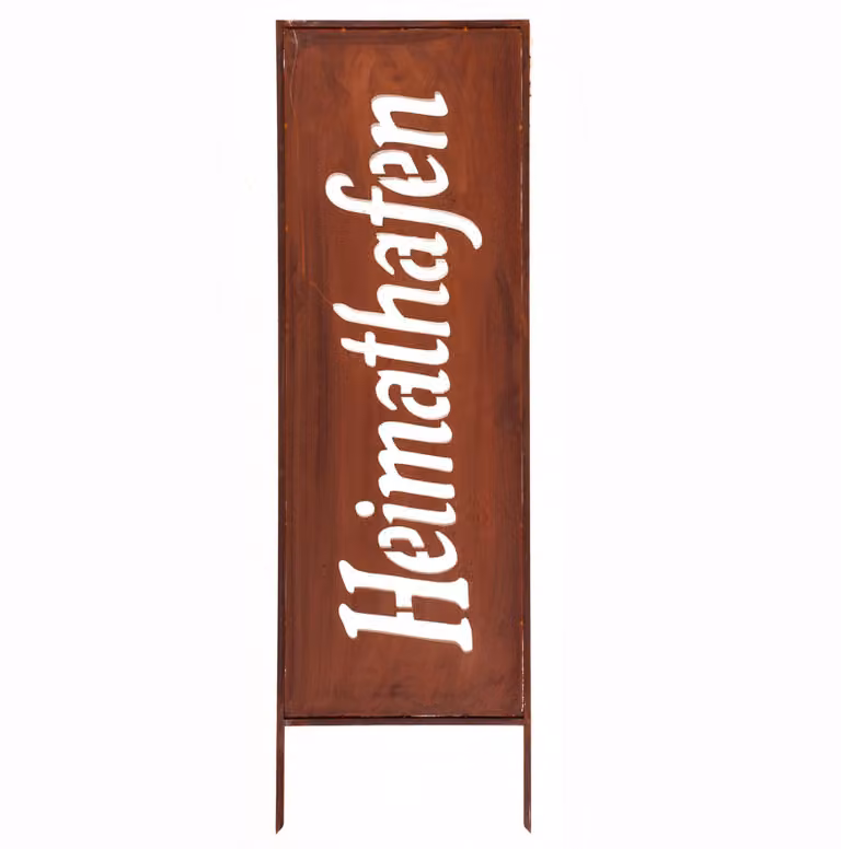 Paravento da giardino in patina "Heimathafen" 160x50 cm, copertura decorativa in ruggine