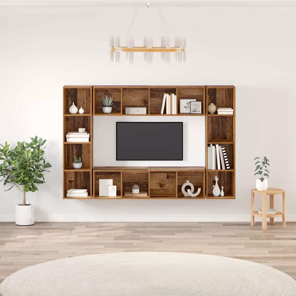 Set mobile TV moderno vidaXL in legno marrone, 4 pezzi, L/P/H: 37 x 37 x 142,5 cm – 1