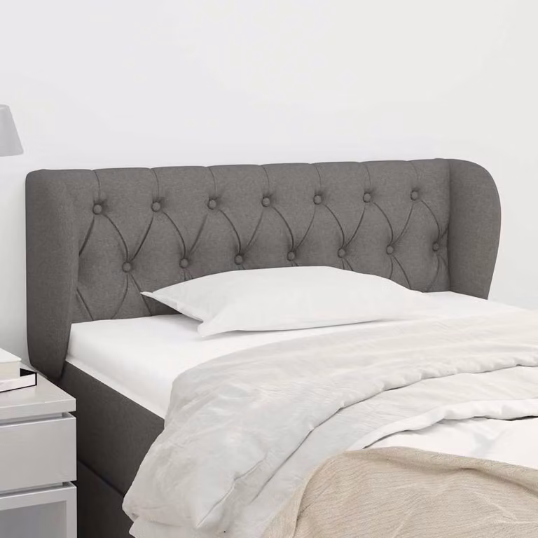 Testiera ad orecchio vidaXL in tessuto grigio scuro, L: 93 cm, P: 23 cm, H: 78/88 cm