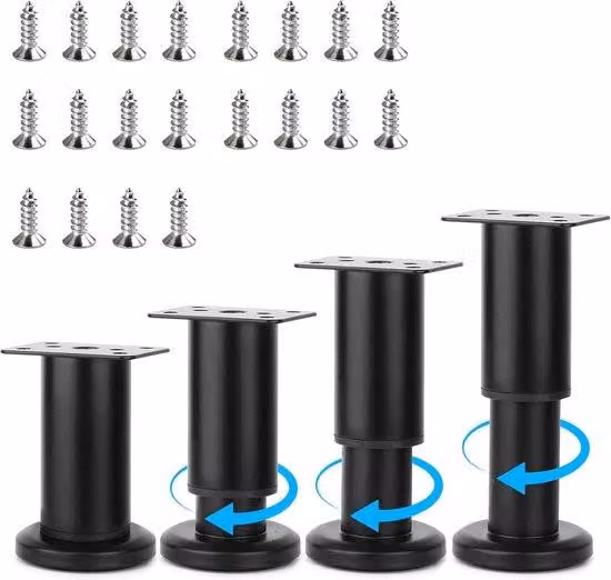 Supporti regolabili per mobili 8-12 cm, metallo nero