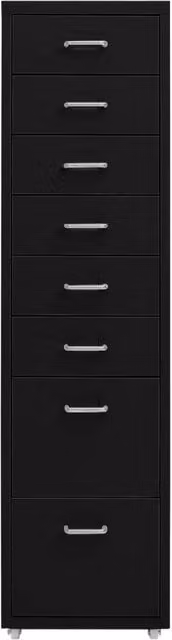 Schedario Mobile vidaXL in Metallo Nero Opaco con Ruote L/P/H: 28 x 41 x 109 cm