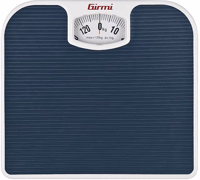 Bilancia pesapersone meccanica Girmi con display analogico in acciaio inox e plastica, colore blu, portata massima 130 kg – 1