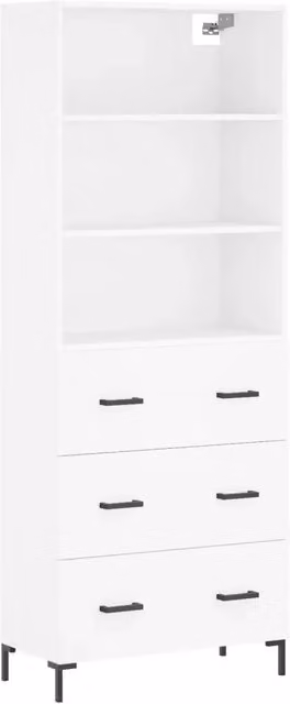 Credenza | Madia | Buffet da pranzo | Armadio da pranzo Bianca 69,5x34x180 cm in Legno Multistrato