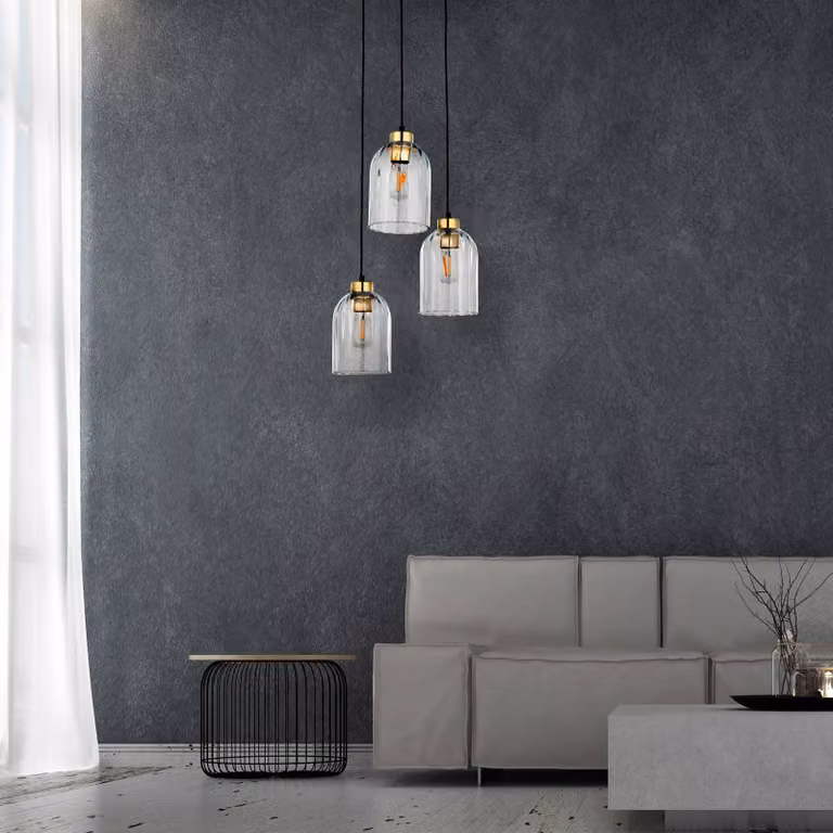 Lampada a sospensione in vetro Satipo TK Lighting, dimmerabile, Chiaro / Trasparente, Soggiorno / Sala da pranzo, Vetro, Lampada a sospensione