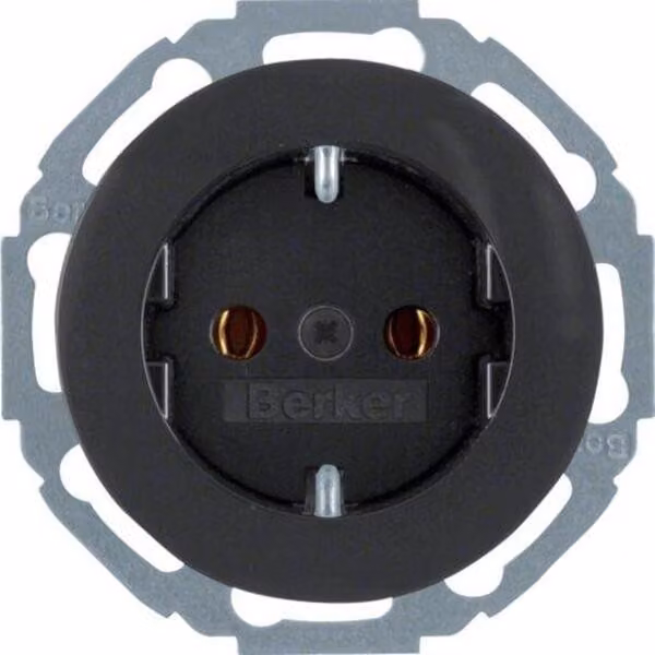 Berker 47552045 Presa SCHUKO nera, lucida Serie R.classic