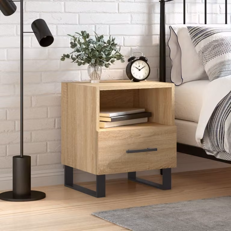 Comodino vidaXL in Rovere Sonoma e Legno Multistrato, L 40 cm x P 35 cm x H 47,5 cm