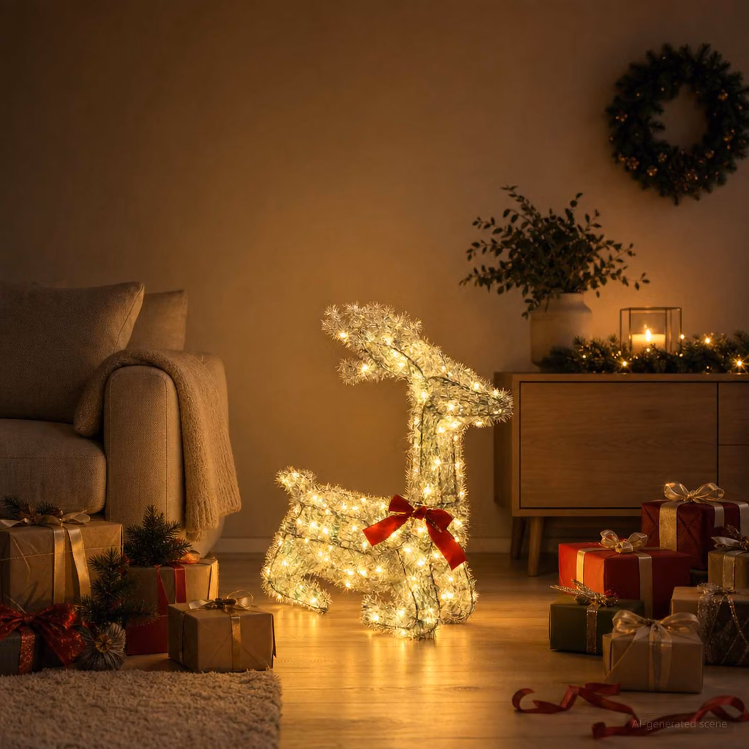 vidaXL Renna di Natale 3D LOVIISA 140 LED Bianco caldo 55 x 22 x 63 cm