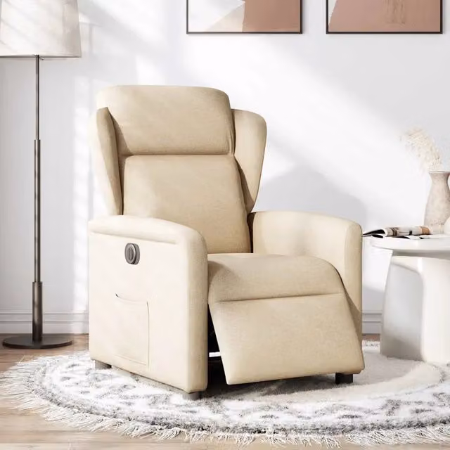 Poltrona | Sedia Relax Elettrica Reclinabile Crema in Tessuto