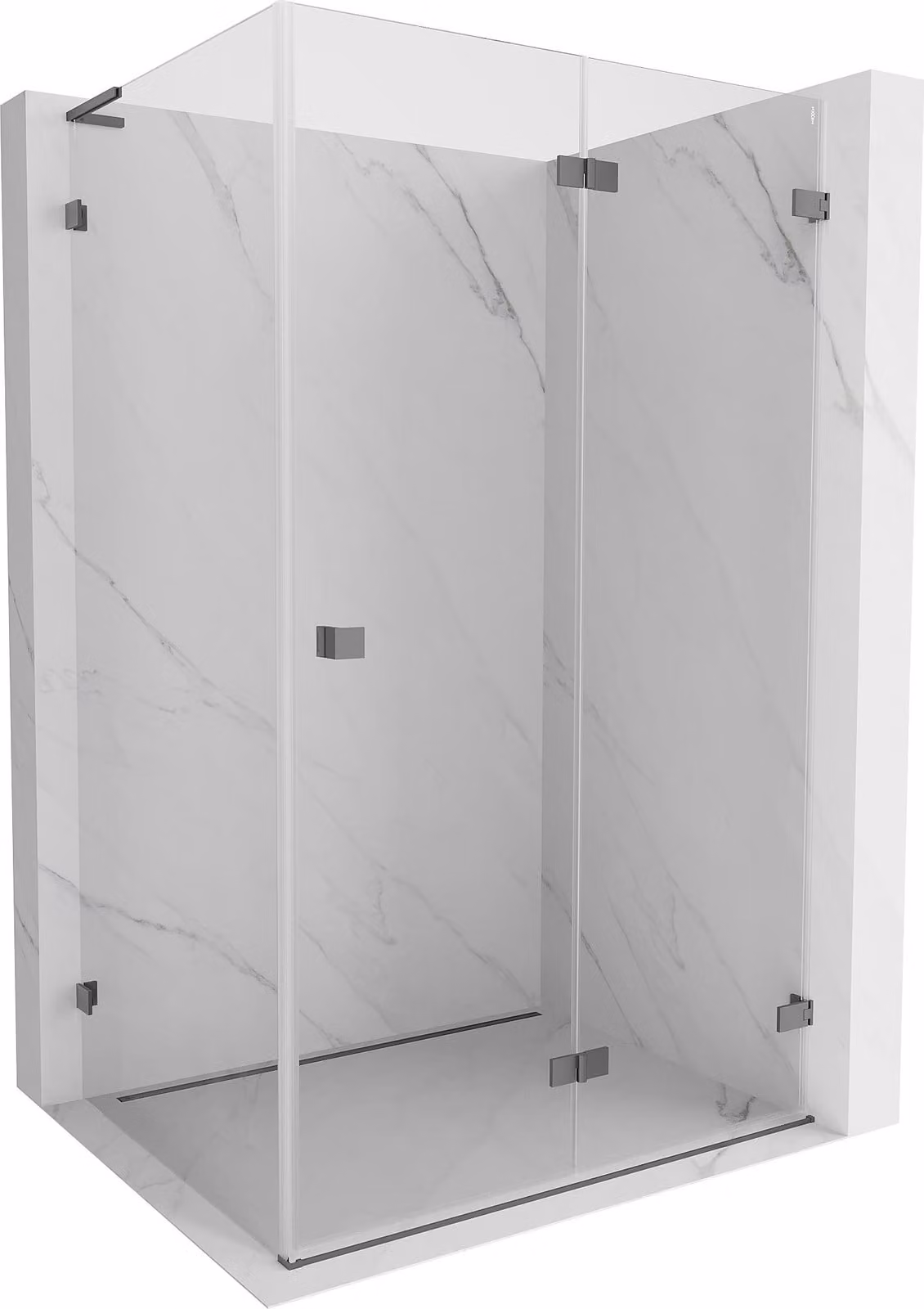 Mexen Lunar-F L cabina doccia pieghevole destra 95 x 80 cm, trasparente, canna di fucile - 836L-095-080-95-00-P
