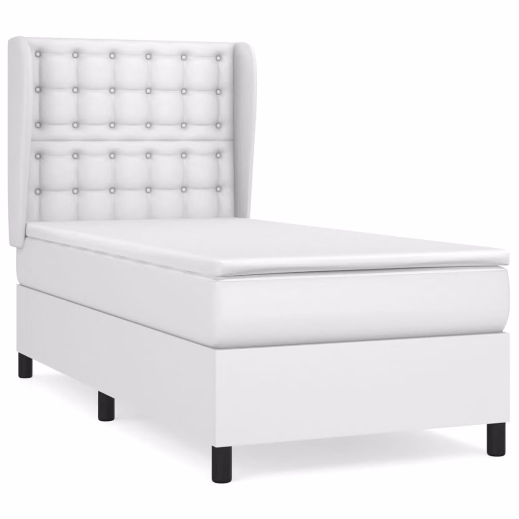 Giroletto a Molle con Materasso Bianco 90x200 cm in Pelle finta