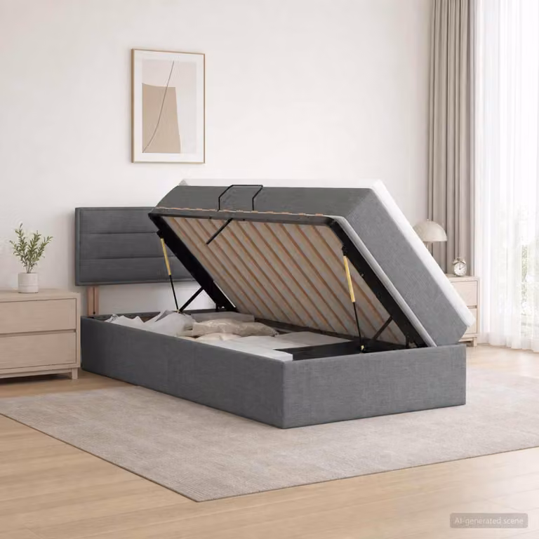 vidaXL Letto con contenitore LED e materasso Grigio Scuro 90 x 190 cm