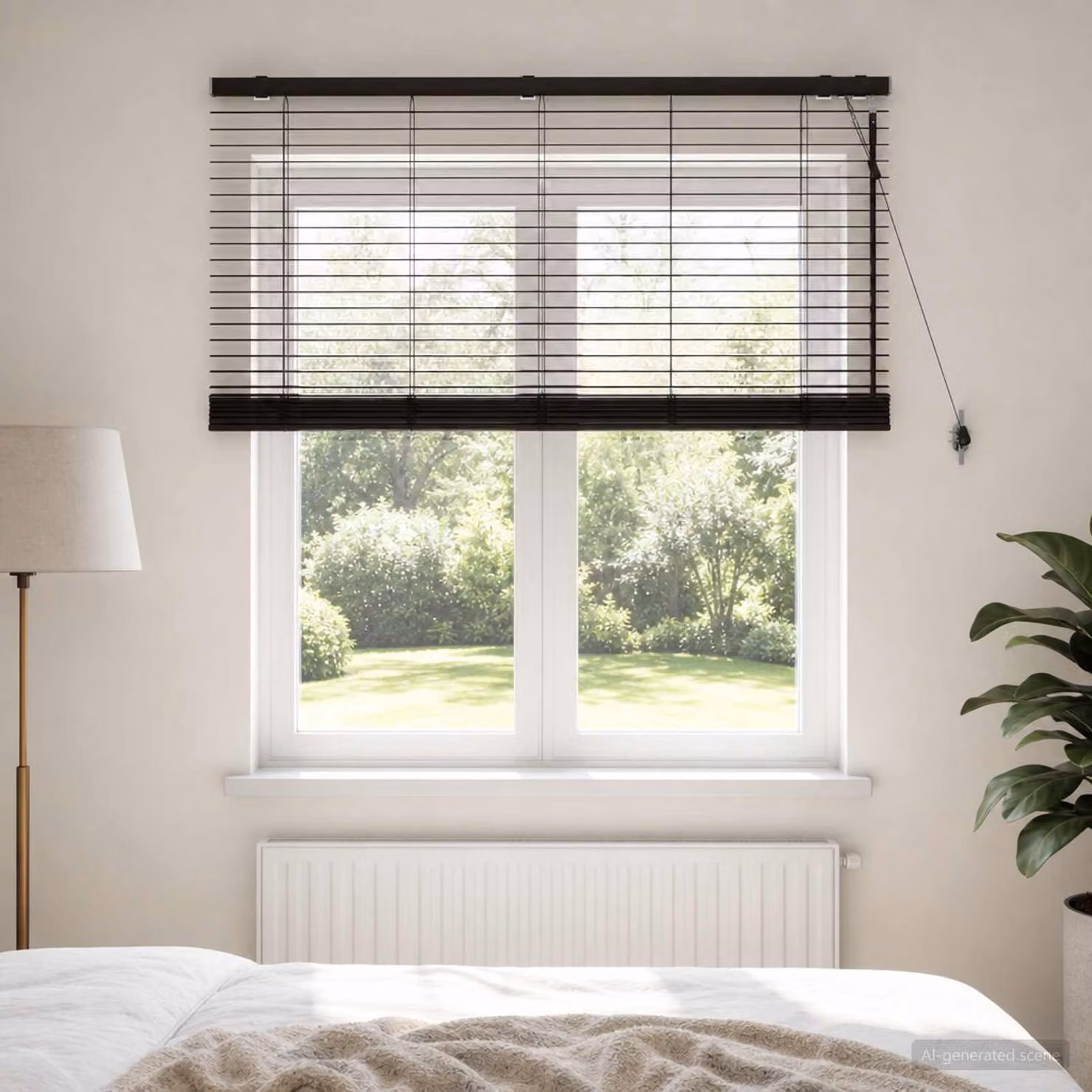 vidaXL Tenda Veneziana Marrone Scuro L: 140 cm, H: 130 cm, 35 mm