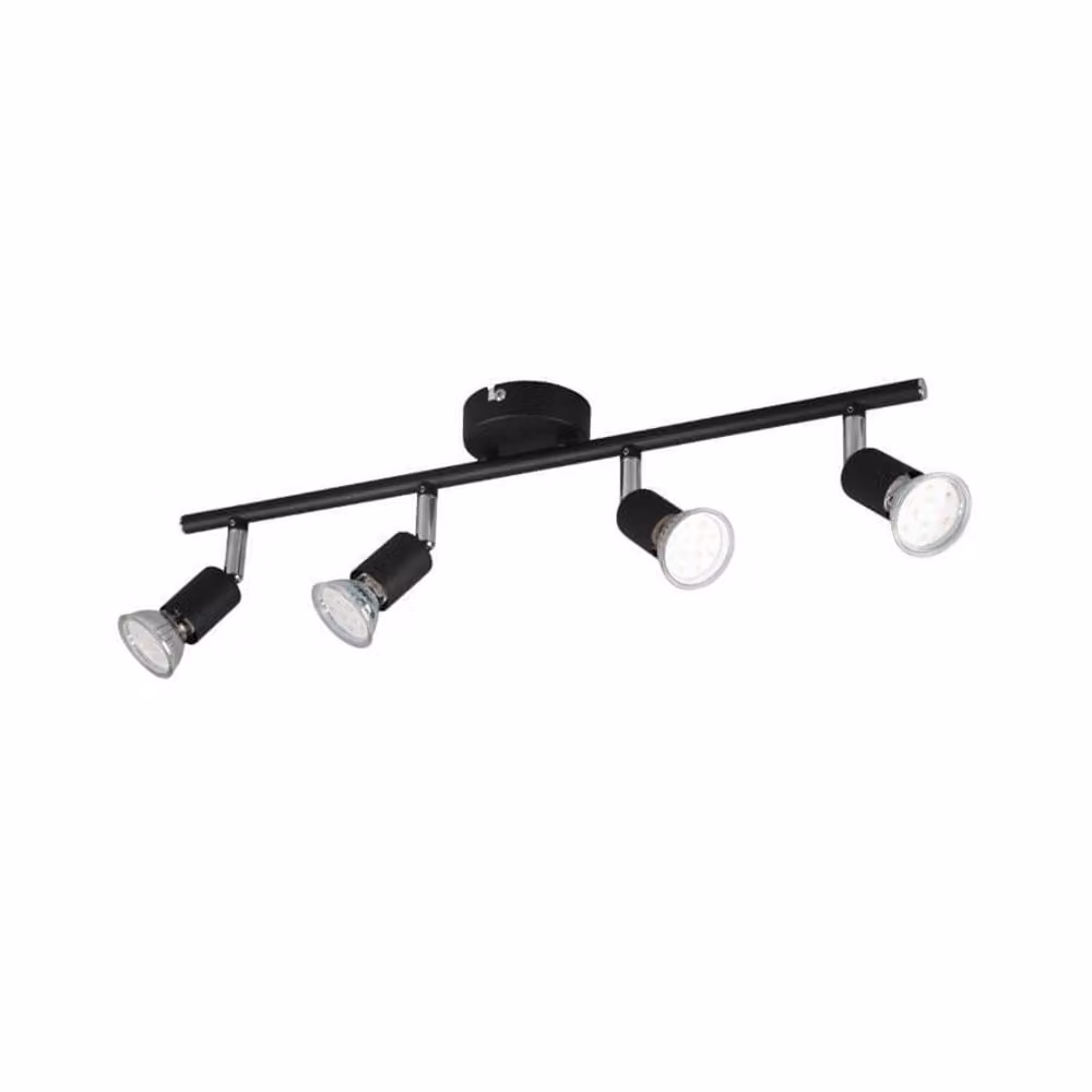 Lampade Reality, set di 4 faretti Paris, nero opaco