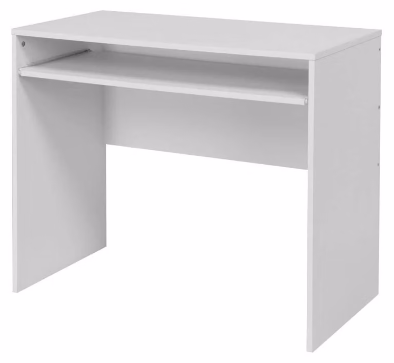 Scrivania 90x45x74 con Piano Estraibile in MDF Bianco