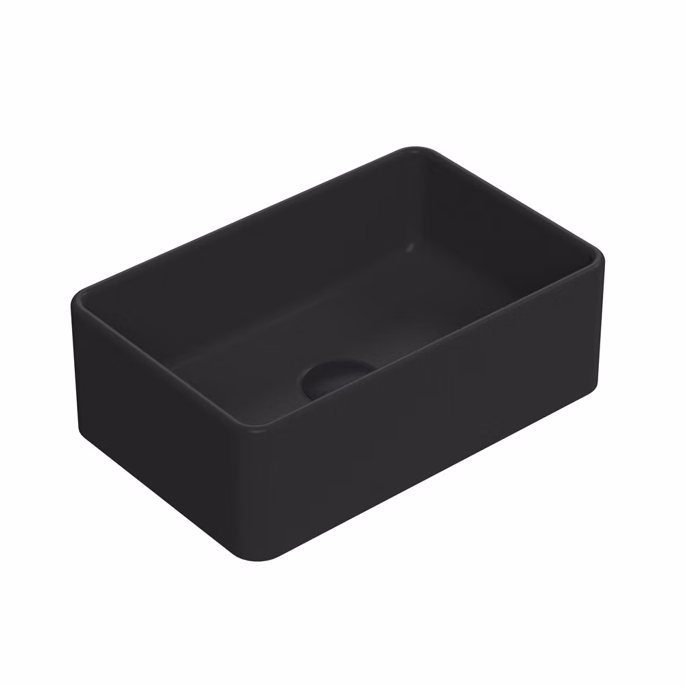 Lavabo da Appoggio Rettangolare Moderno Nero Opaco - 365 mm x 235 mm