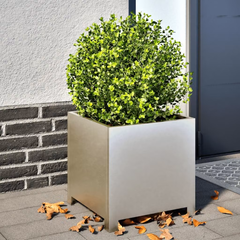 Fioriera da giardino vidaXL in acciaio inox color argento L/P/H: 40 x 40 x 40 cm