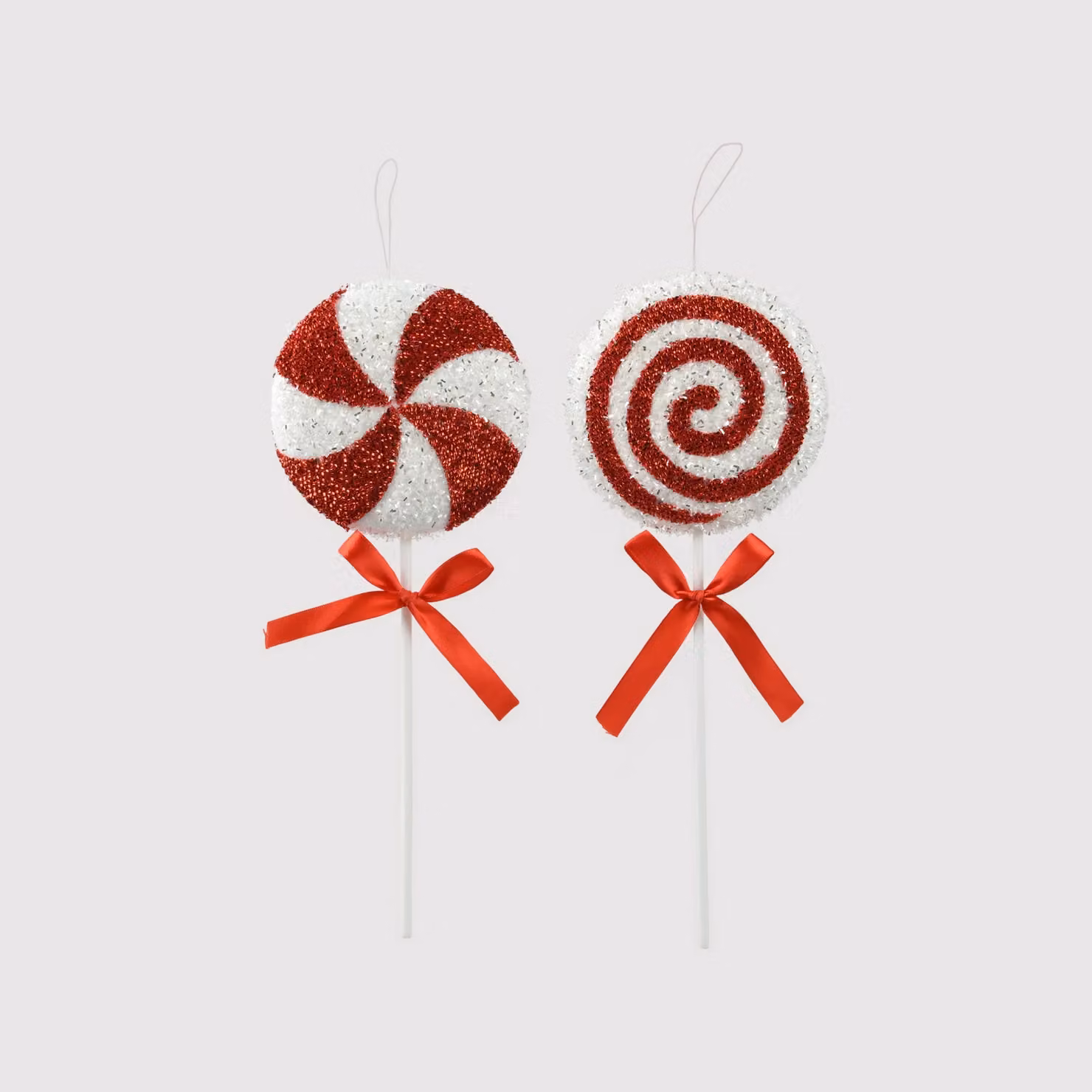 Dafte - 2 addobbi bianco e rosso per albero di Natale (2 pezzi)