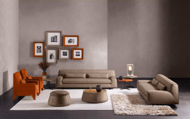 Sofagarnitur Couch Polster Ledersofa Prianera Italienische Möbel Sofa