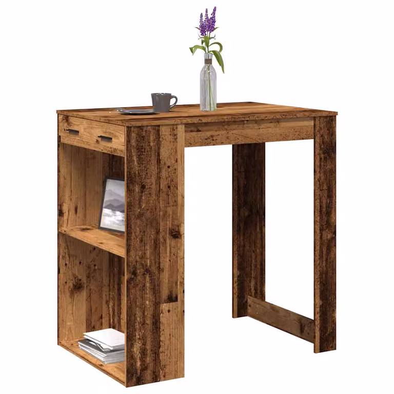 vidaXL Tavolo da Bar in Legno Antico Marrone, L/P/H: 102 x 70 x 103,5 cm