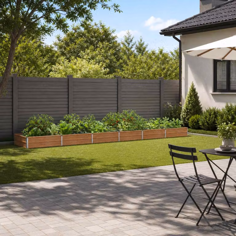 Letto rialzato da giardino vidaXL in metallo Corten marrone L: 480 cm, P: 80 cm, H: 24 cm