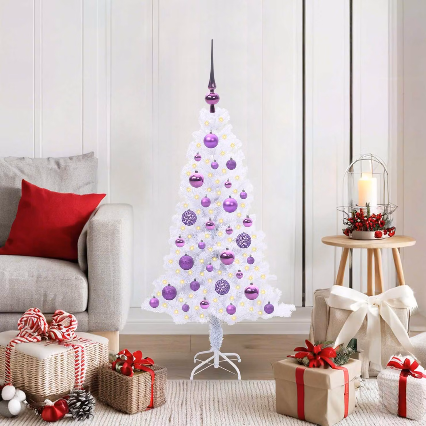 Maison Exclusive - Albero di Natale artificiale bianco, 120 cm, in PVC e acciaio