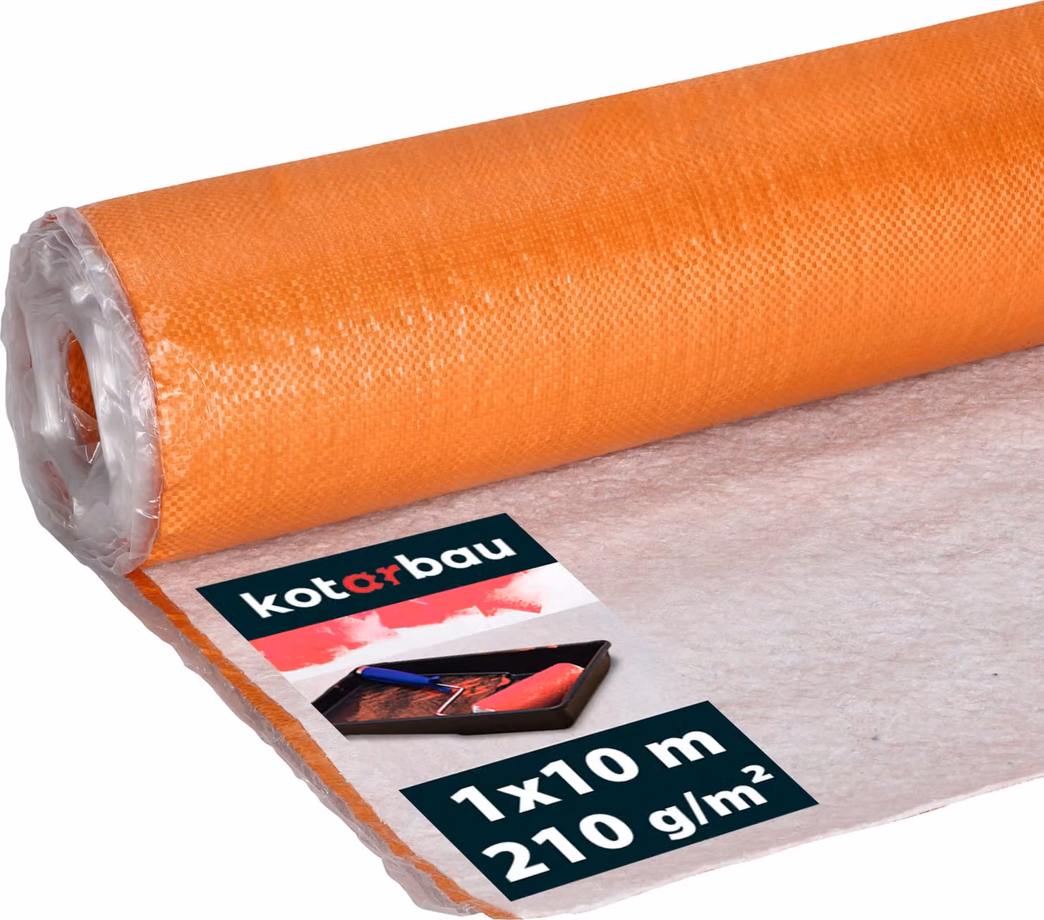 KOTARBAU® Velo da imbianchino 1 x 10 m Pellicola per mascheratura Velo da imbianchino 210g/m2 Rivestimento arancione impermeabile Accessori da imbianchino Rotolo di vello da imbianchino con supporto tessile Tappeto da costruzione Matti Cover