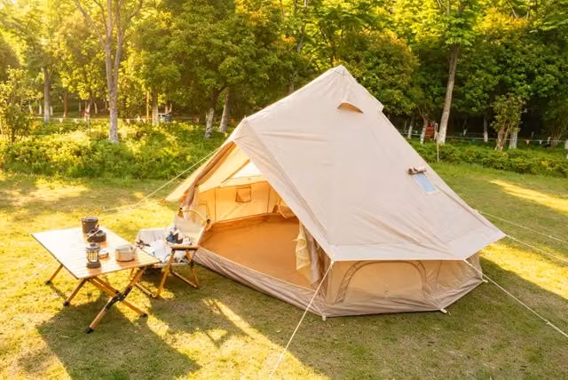 Tenda a campana gonfiabile per 3-4 persone 300x300x200 cm in poliestere beige