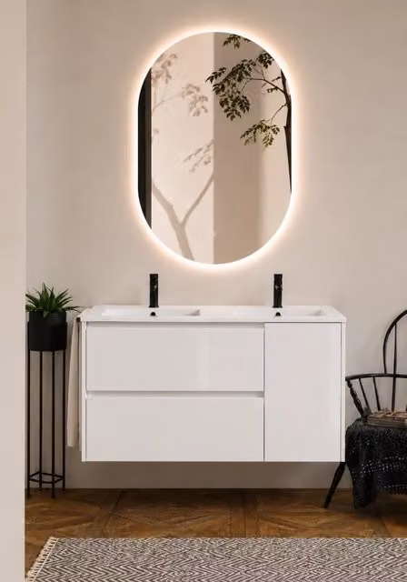 Mobile bagno con lavabo ORIGENBATH ITACA senza specchio 120x45 cm doppio lavabo bianco