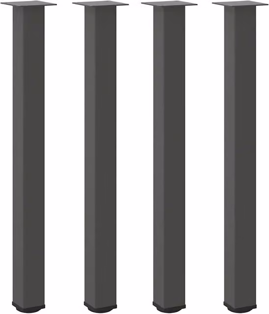 Set di 4 gambe per tavolo da bar moderne in metallo lacca antracite con altezza regolabile da 100 a 102 cm