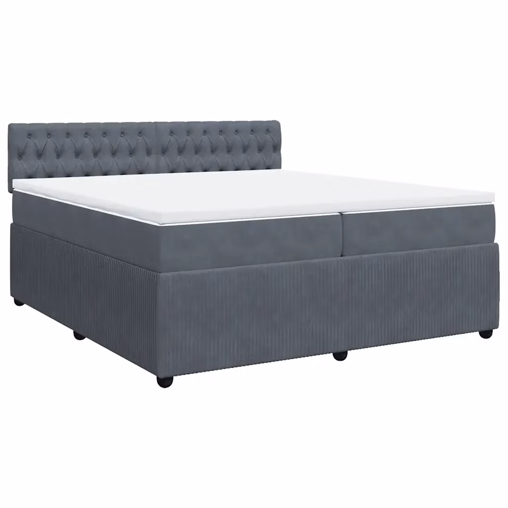 Letto a molle con materasso ibrido vidaXL in velluto grigio e bianco L/P: 200 x 200 cm – 2