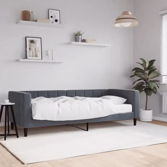 Divano Letto con Materasso Grigio Scuro 80x200 cm in Velluto 3196661