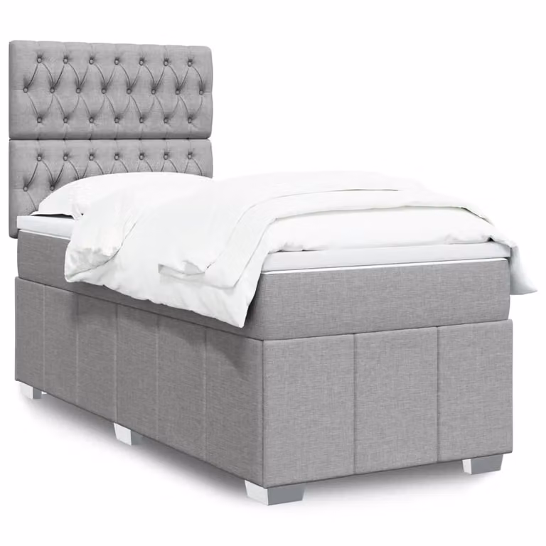 vidaXL Letto Ibrido con Giroletto a Molle e Materasso in Tessuto Grigio e Bianco L/P/H: 200 x 80 x 150,5 cm