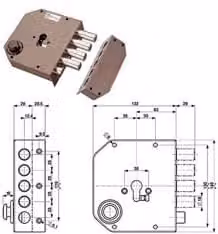 Serratura Laterale da Applicare con Scrocco Cilindro Europeo 38610 60 mm Dx
